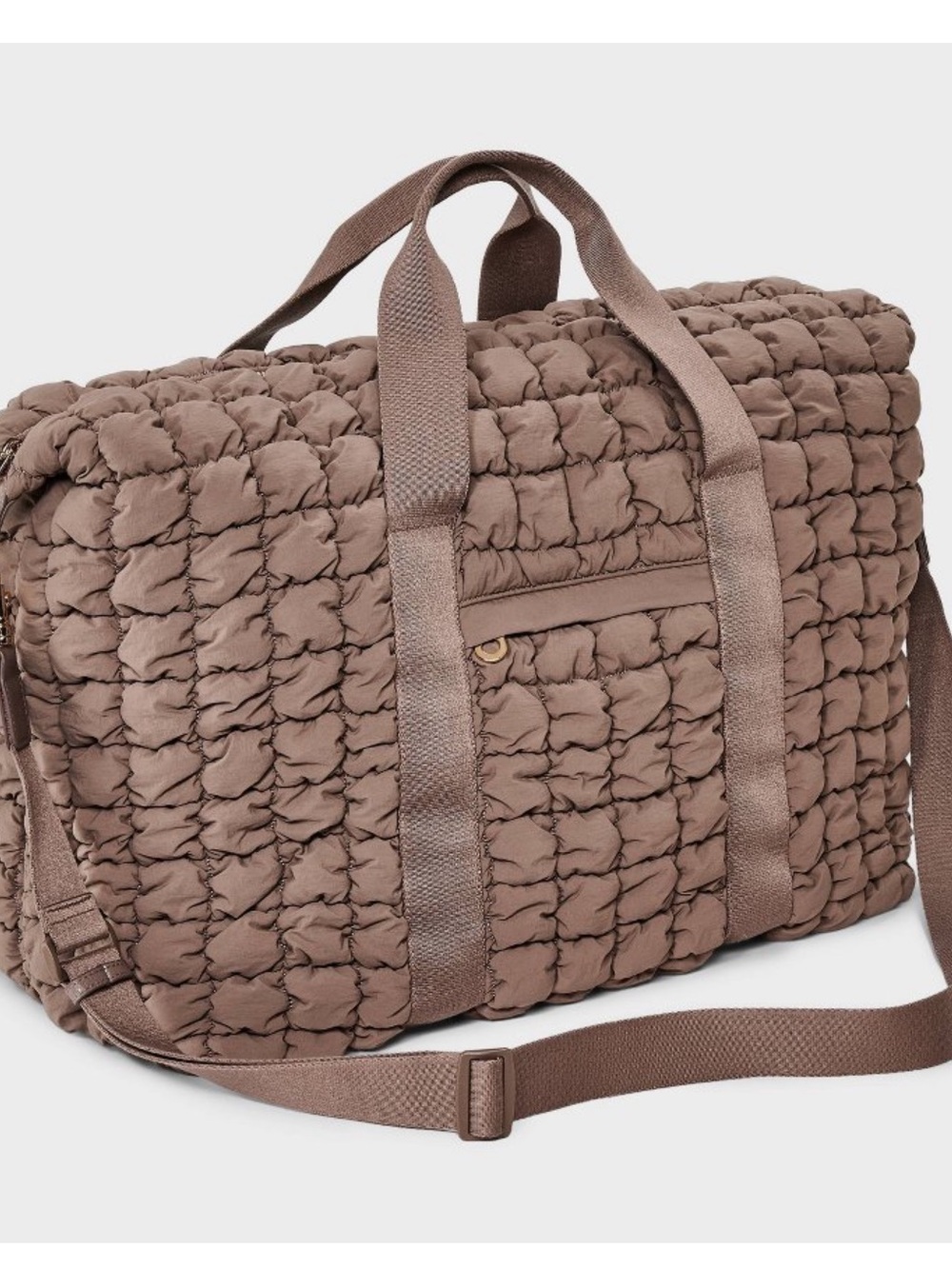 Universal Thread Quilted Knit Tote Bag | Taupe | Oversized Shoulder Bag - Picture 5 of 14